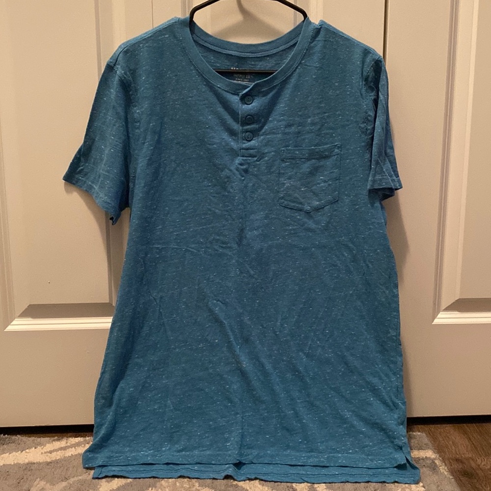 Mossimo Blue Button T Shirt